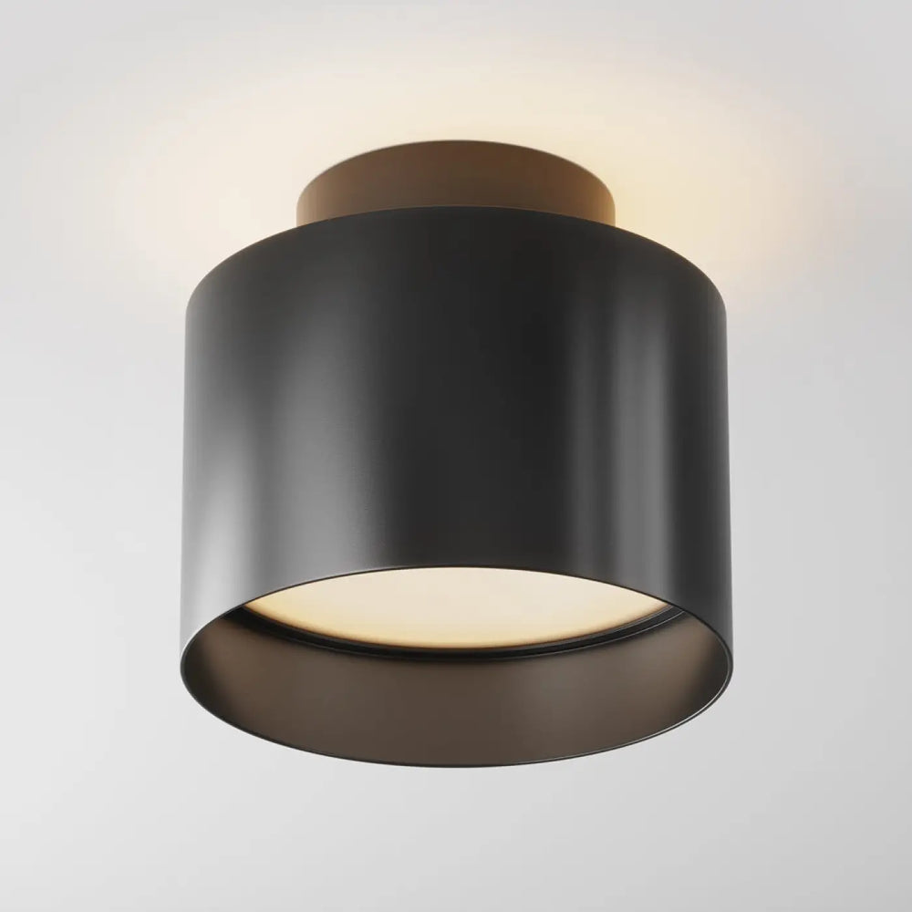 Spot large cylindre en acier noir avec finition mate et base circulaire chaude saillie planet led design plafond
