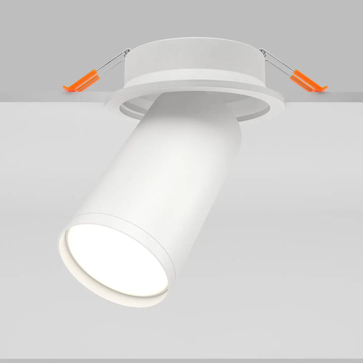 Spot semi-encastré focus blanc avec tête orientable et clips orange compatible ampoule gu10