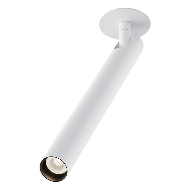 Spot semi-encastré focus blanc cylindrique avec tube ultra-fin led intégrée et finition mate moderne