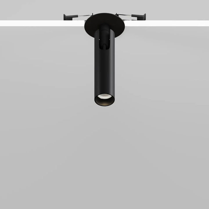 Spot semi-encastré focus tube ultra-fin noir avec finition mate et support réglable led intégrée