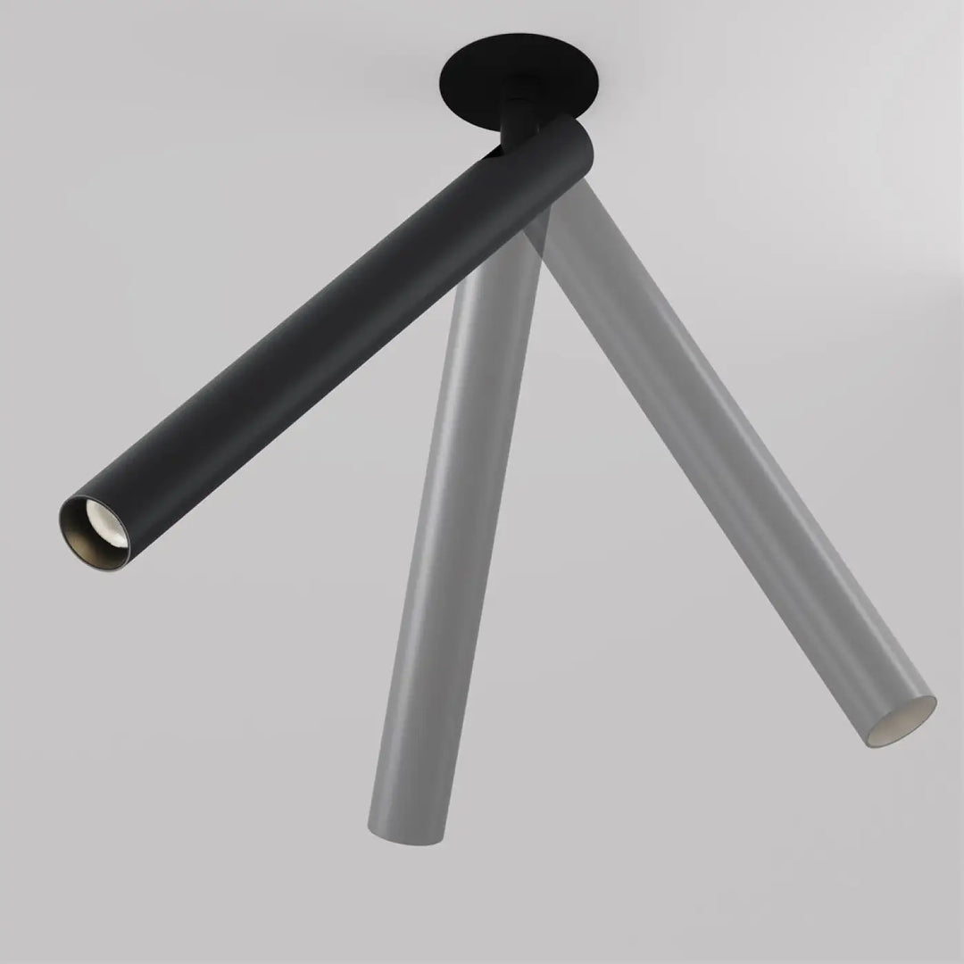 Modern spot semi-encastré focus tube ultra-fin avec led intégrée en noir et gris à bras cylindriques élégants