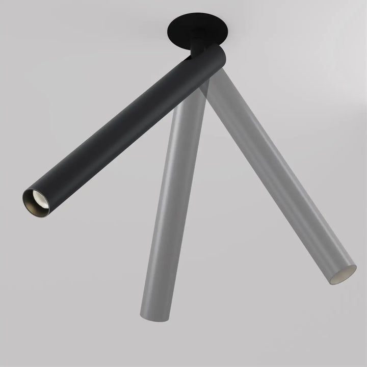 Modern spot semi-encastré focus tube ultra-fin avec led intégrée en noir et gris à bras cylindriques élégants