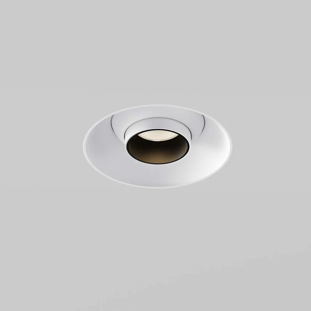 Spot focus t trimless blanc avec tube fin orientable et ampoule led circulaire encastrée au plafond moderne