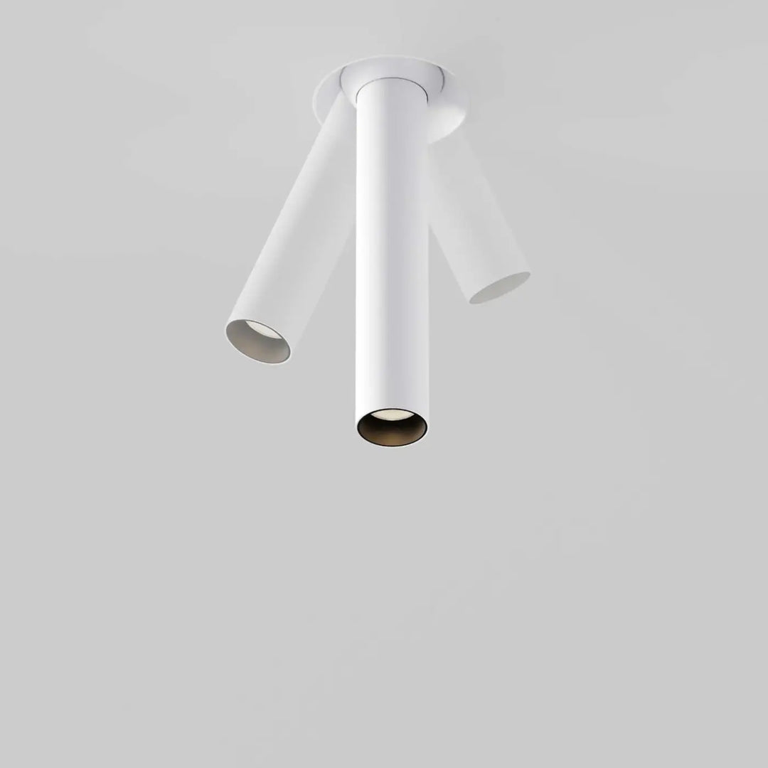 Spot focus t trimless lampe de plafond cylindrique blanche avec trois bras orientables type tube fin mat