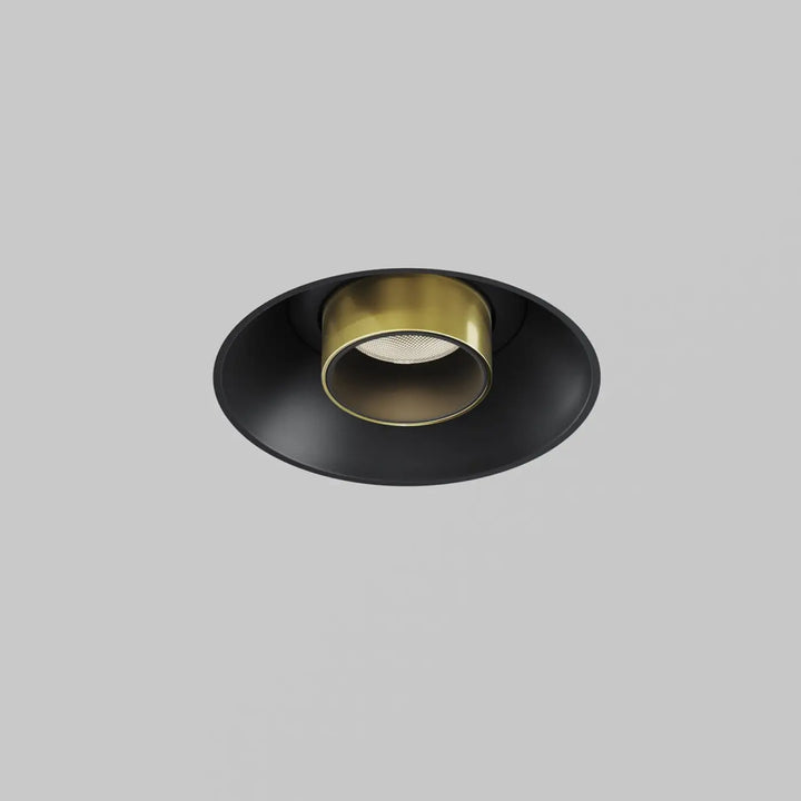 Spot | focus t trimless noir et laiton avec tube fin orientable design circulaire moderne encastré au plafond