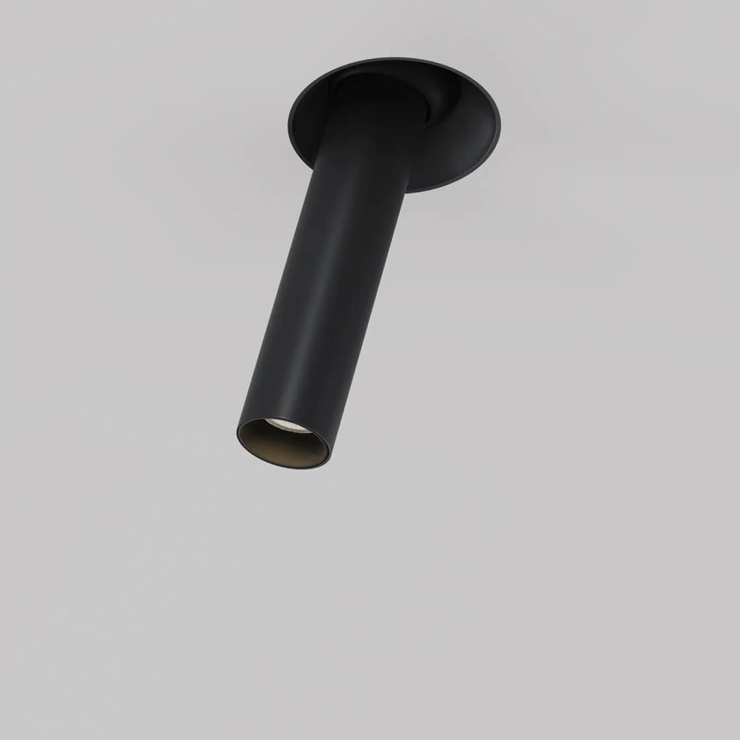 Spot focus t trimless plafonnier encastré noir mat avec corps cylindrique et tube fin orientable