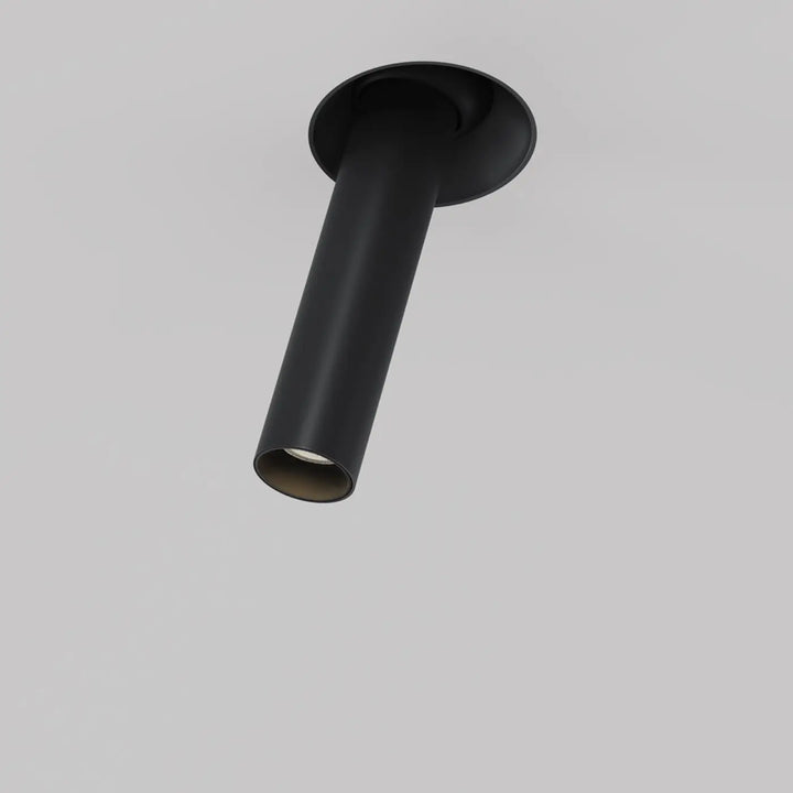 Spot focus t trimless plafonnier encastré noir mat avec corps cylindrique et tube fin orientable