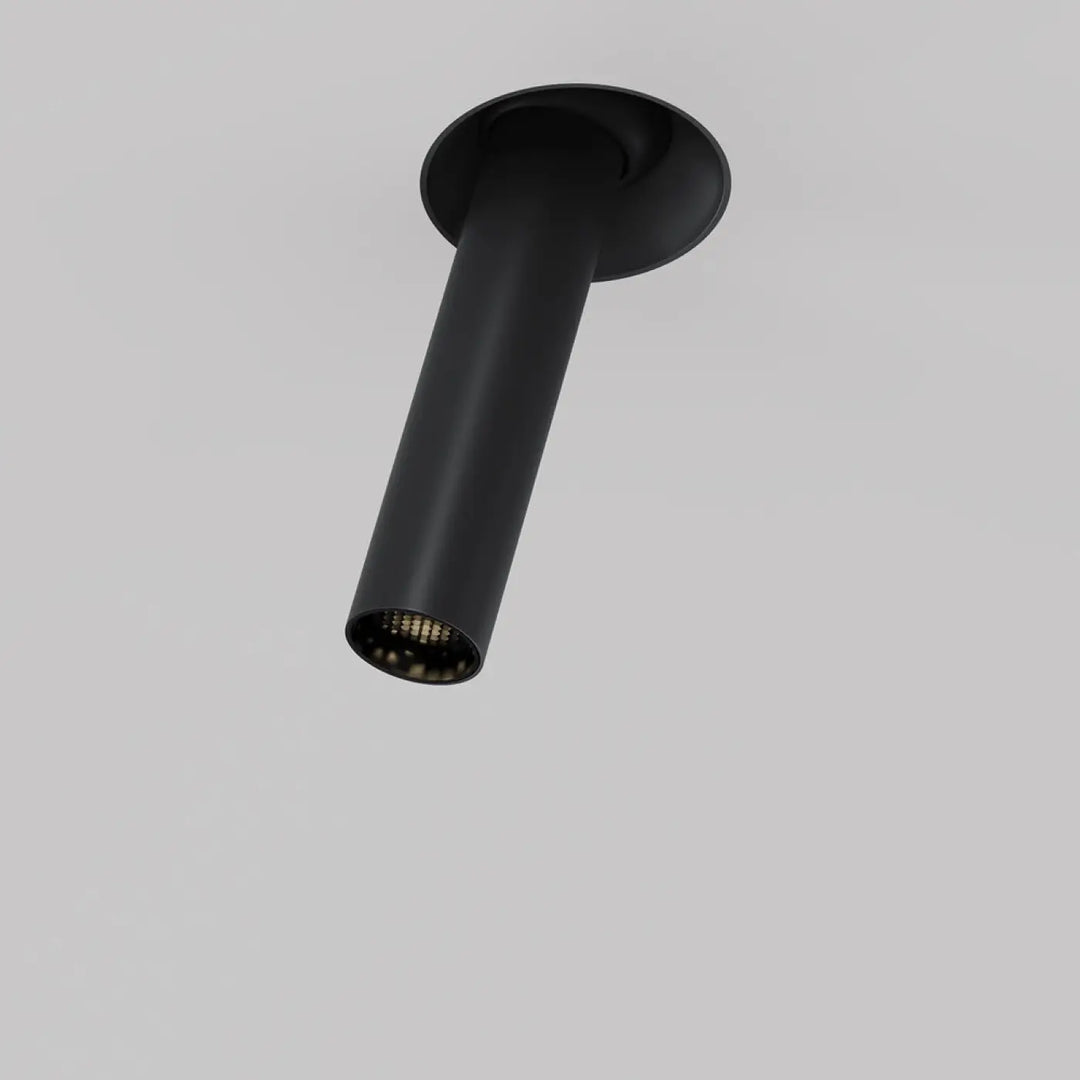 Spot focus t trimless spot encastré noir mat avec corps cylindrique et tube fin orientable