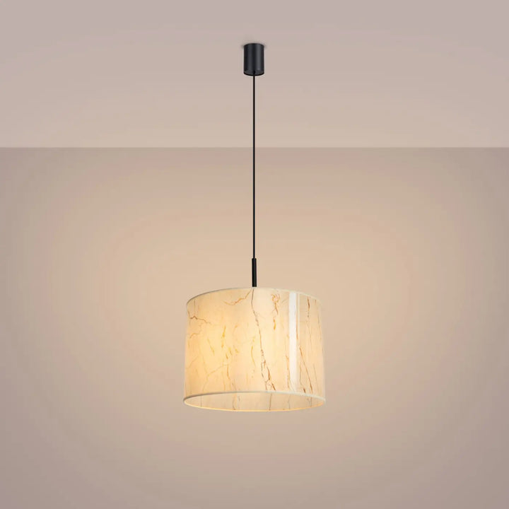 Suspension marbre beige/noir allumée