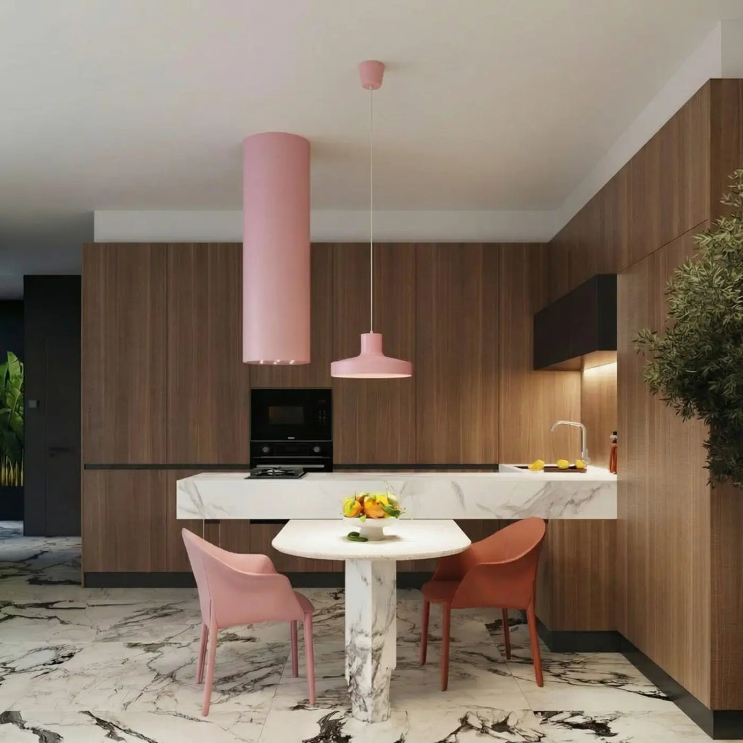 Suspension Luminaire rose dans un intérieur contemporain