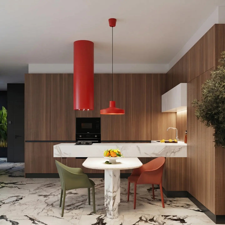 Suspension Luminaire rouge dans un intérieur contemporain