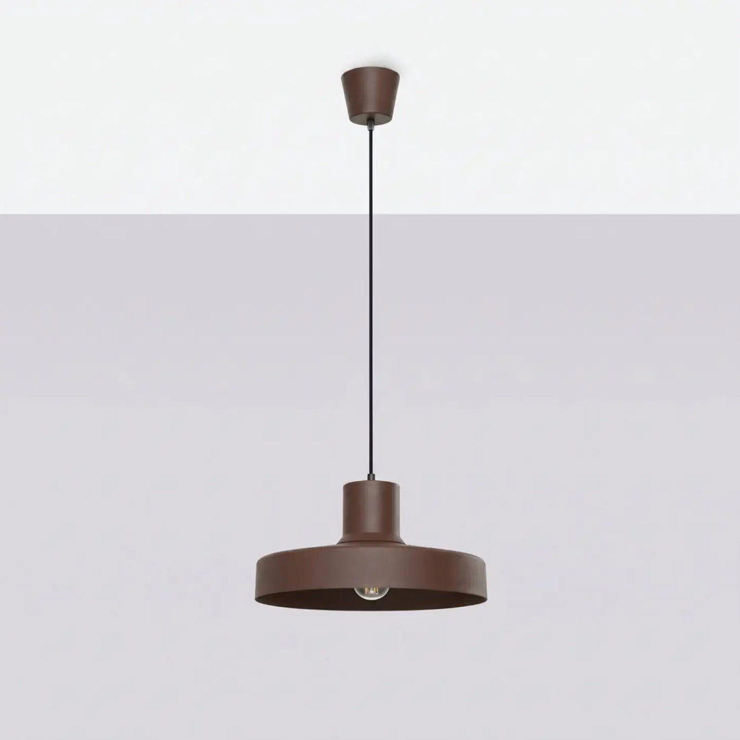 Suspension Luminaire marron éteinte, vue rapprochée