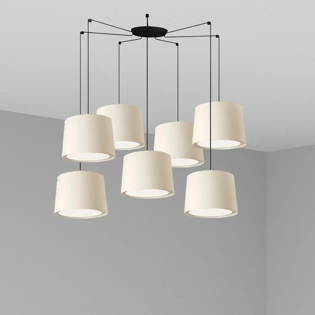 Suspension Conga 7 lumières abat-jour blanc de Faro Barcelona