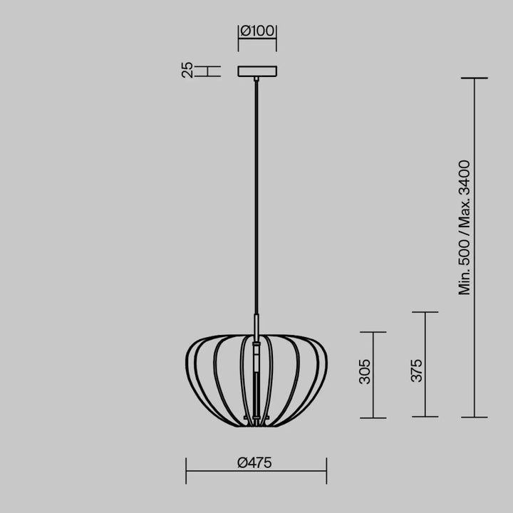 Suspension luminaire cambio avec abat-jour sphérique segmenté en aluminium noir au-dessus d’une table minimaliste