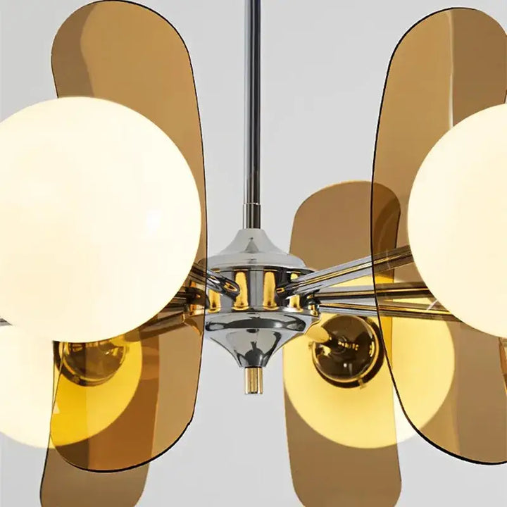 Suspension acrylique design sculptural et verre style raffiné