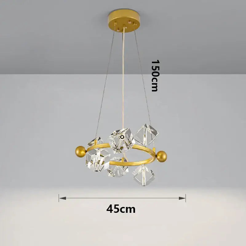 Suspension anneau cristal luxueux pour salon moderne