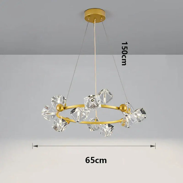 Suspension anneau cristal luxueux pour salon moderne
