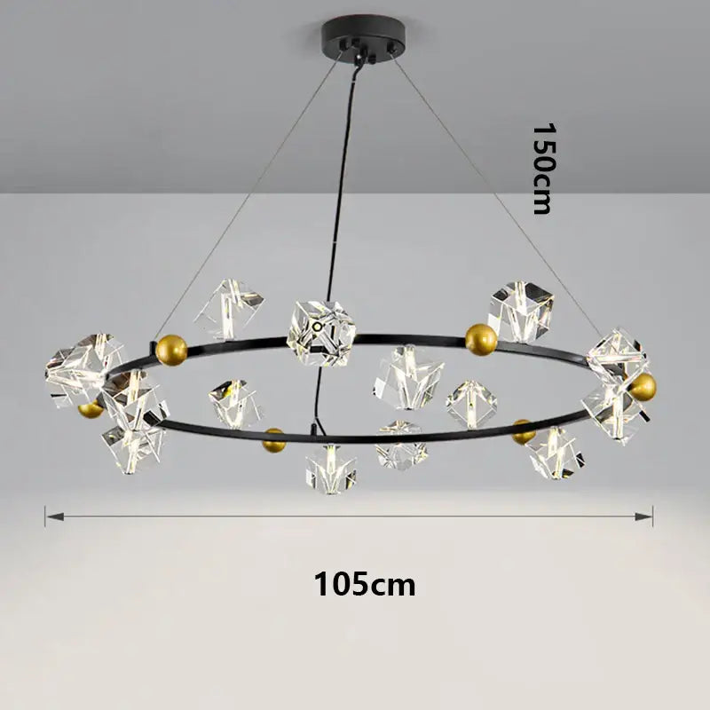 Suspension anneau cristal luxueux pour salon moderne