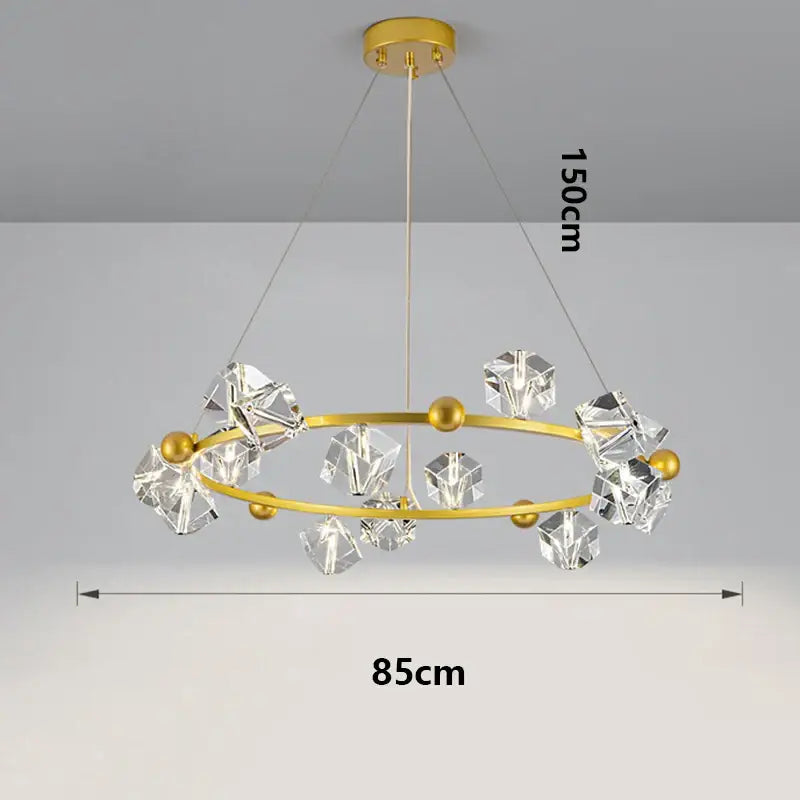 Suspension anneau cristal luxueux pour salon moderne