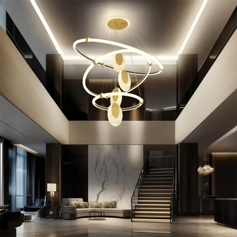 LUVODI 3-Layers LED Ceiling Lighting Fixture Art Decor Acrylic Water-drop Chandelier Pendant Lamp with 3 Color Lights