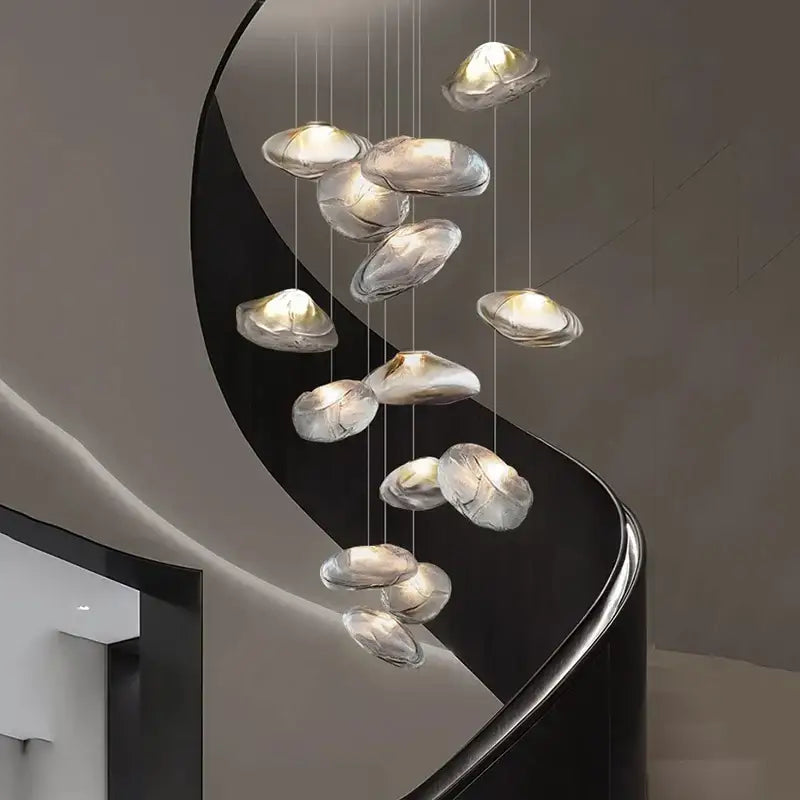 Suspension Artistique Moderne À Galets Flottants Blancs

