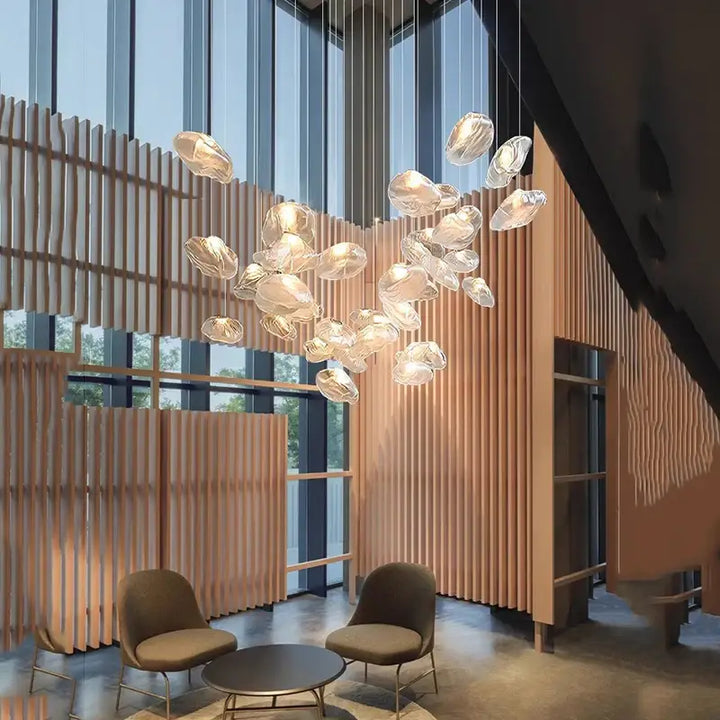 Suspension Artistique Moderne À Galets Flottants Blancs

