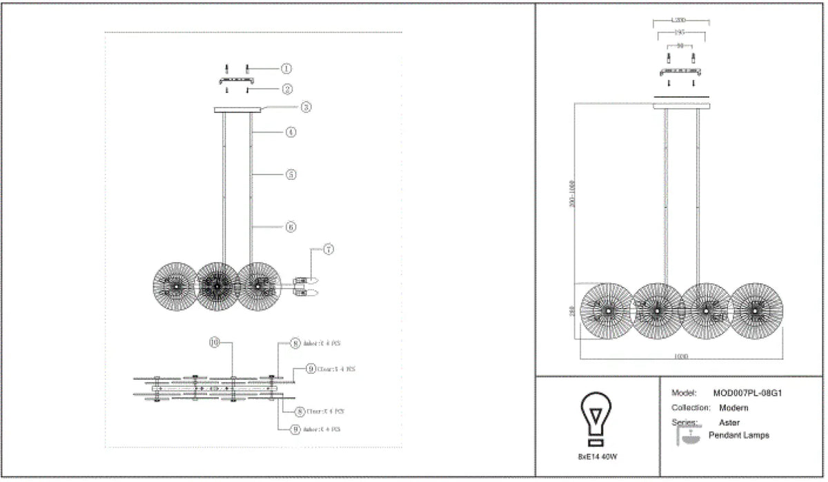 Schéma d'installation du luminaire