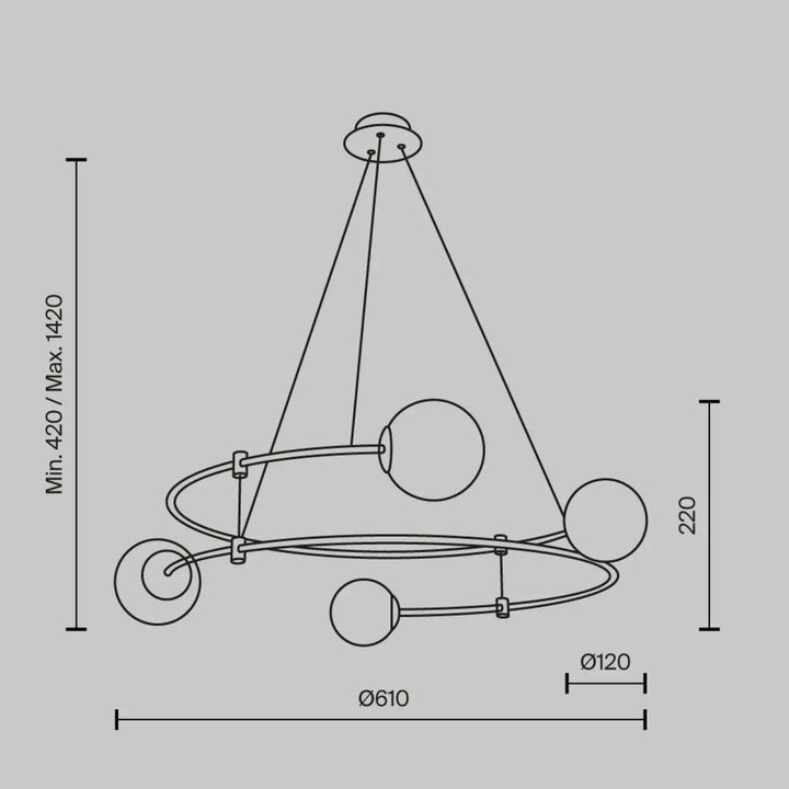 Suspension luminaire balance avec verre opale et arches dorées en métal minimaliste moderne pour éclairage intérieur