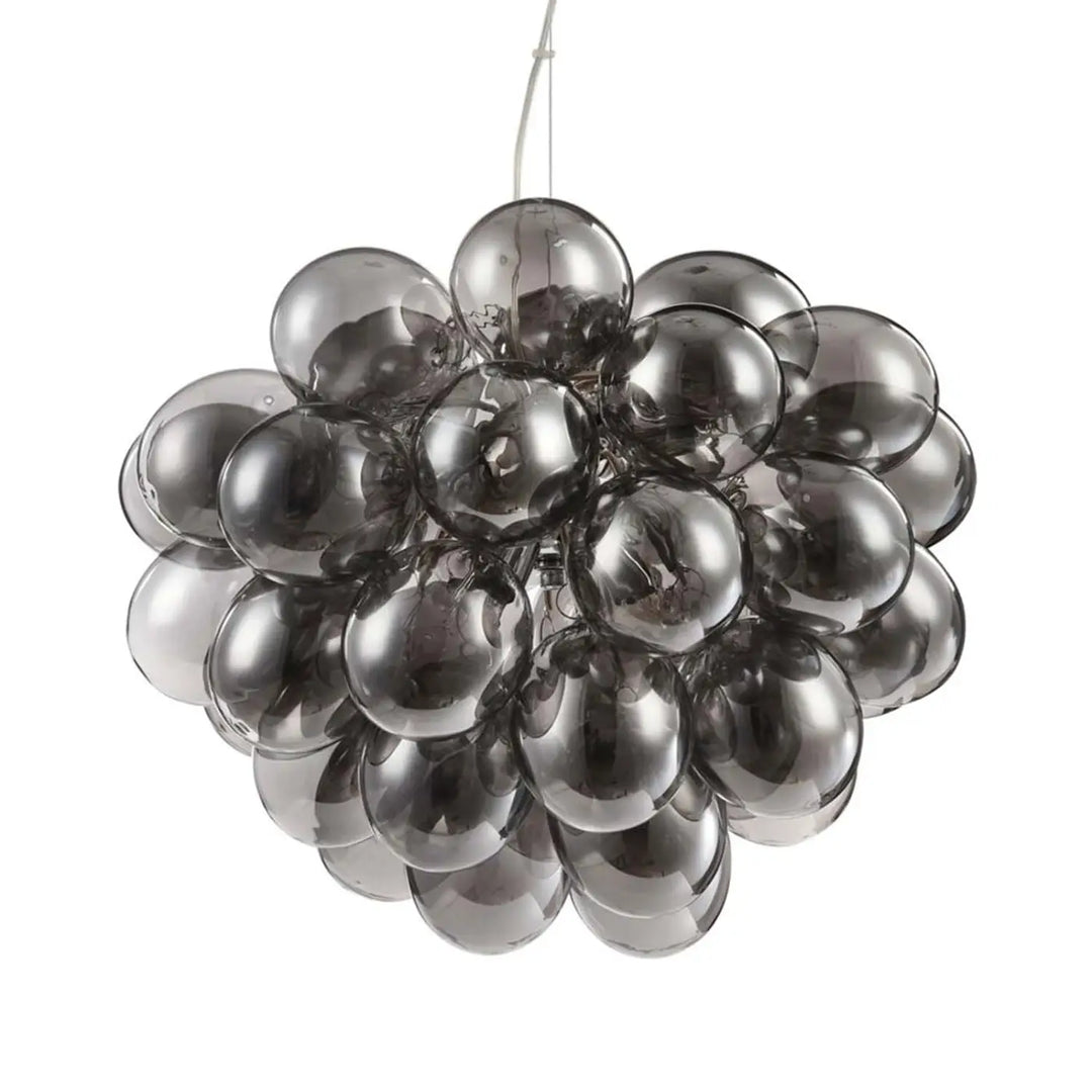 Suspension luminaire balbo en verre fumé couleur nickel avec globes sphériques pour salle à manger moderne
