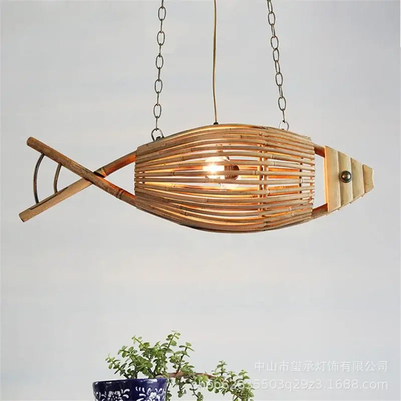 Nordic Modern Pendant Lights Creative Fish Art Bamboo Light Fixture LED Living Room Decor Hanging Lamps Kitchen