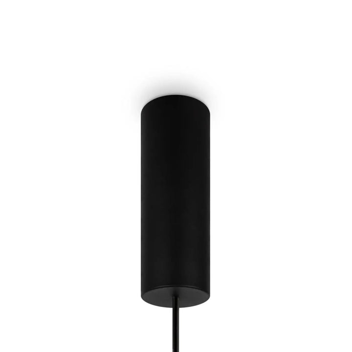 Suspension bangkok en métal noir avec finition mate et design minimaliste en verre transparent cylindrique