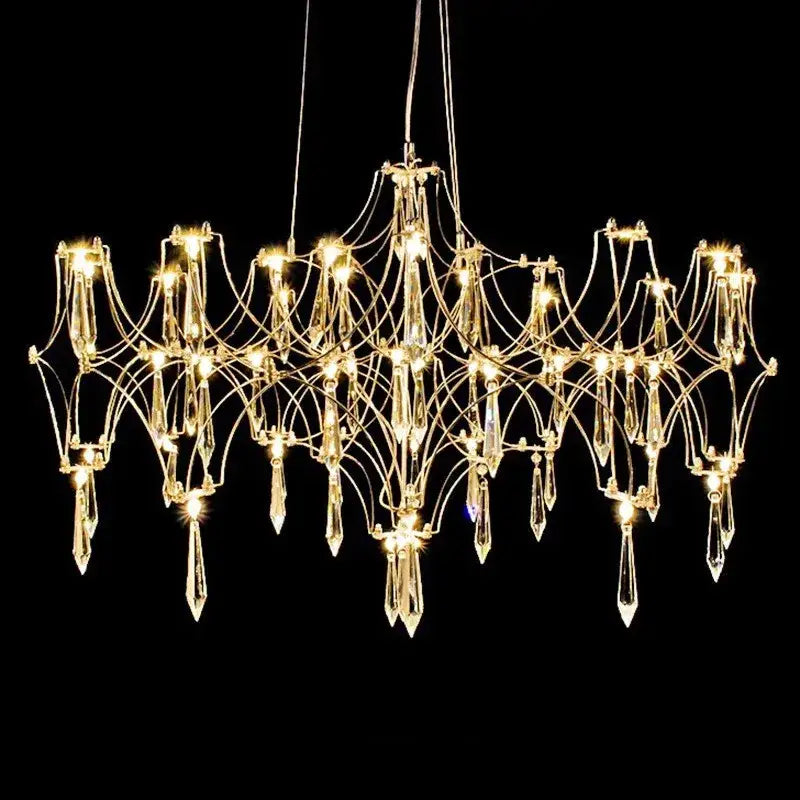 Starry Crystal Chandelier Living Room Light Luxury Modern Hotel Villa Duplex Bedroom Restaurant Fireflies Ceiling