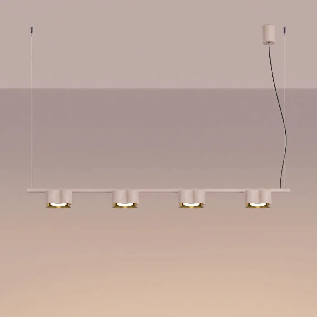 Suspension Ovio taupe en aluminium, allumée