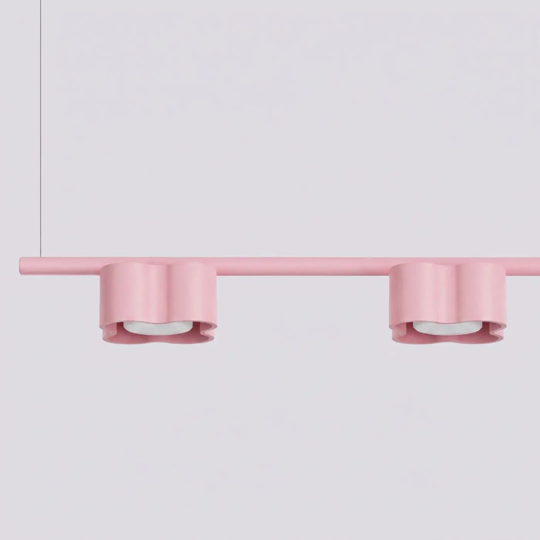 Suspension Ovio rose en aluminium, détail du contour ondulé