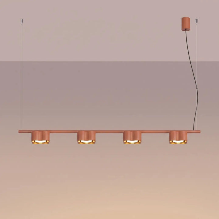 Suspension Ovio ocre rouge en aluminium, allumée