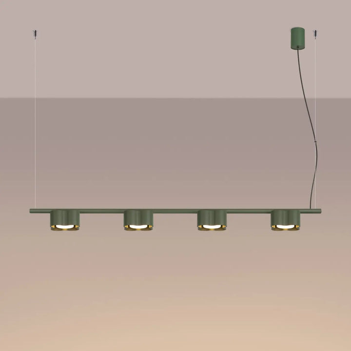 Suspension Ovio vert olive en aluminium, allumée