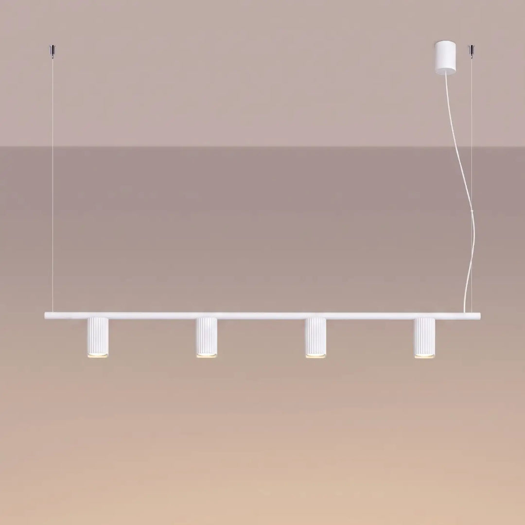 Suspension Rayo blanche en aluminium, allumée