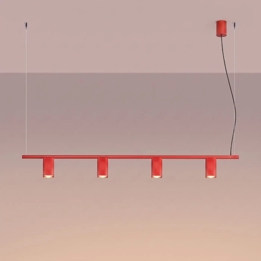 Suspension Rayo rouge en aluminium, allumée
