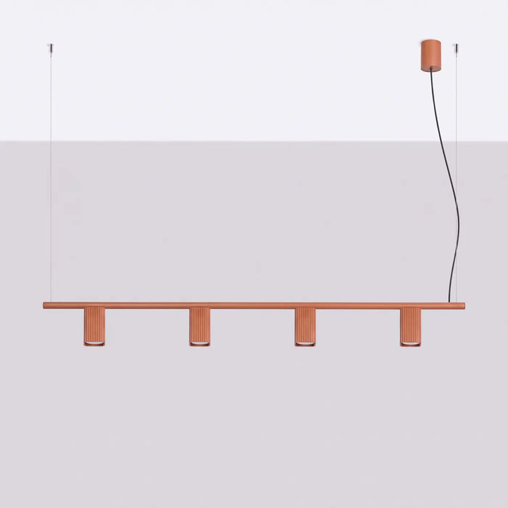 Suspension Rayo ocre rouge en aluminium, éteinte