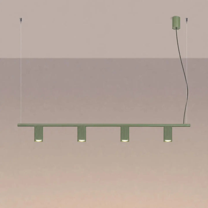 Suspension Rayo vert olive en aluminium, allumée