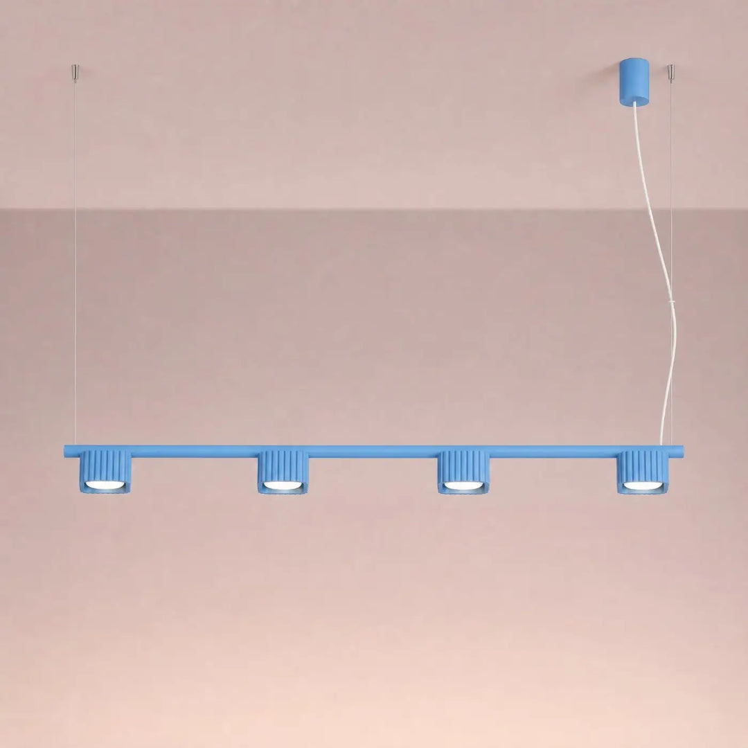 Suspension Riff bleu azur en aluminium, allumée
