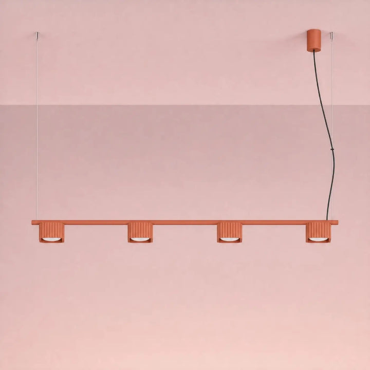 Suspension Riff ocre rouge en aluminium, allumée