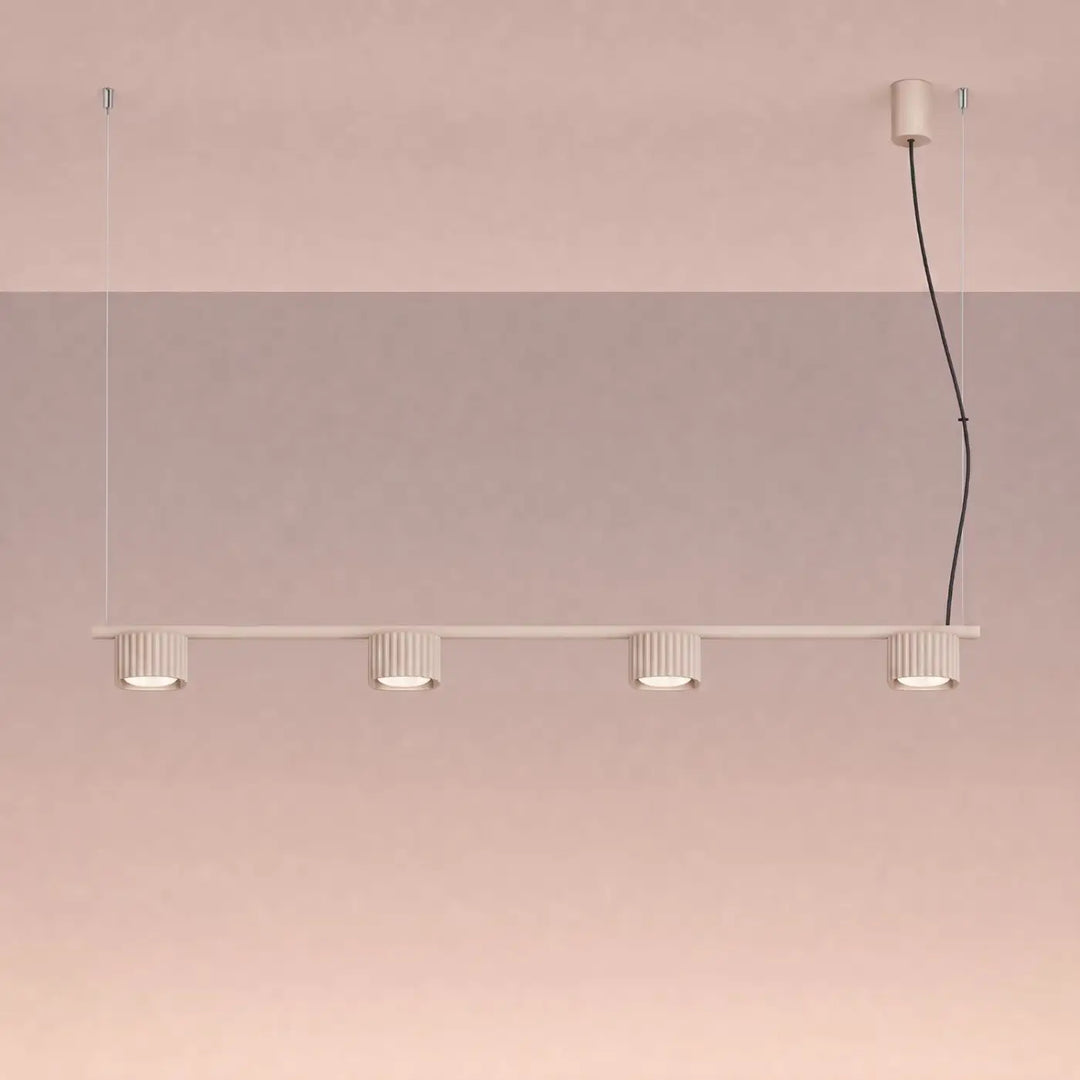 Suspension Riff taupe en aluminium, allumée