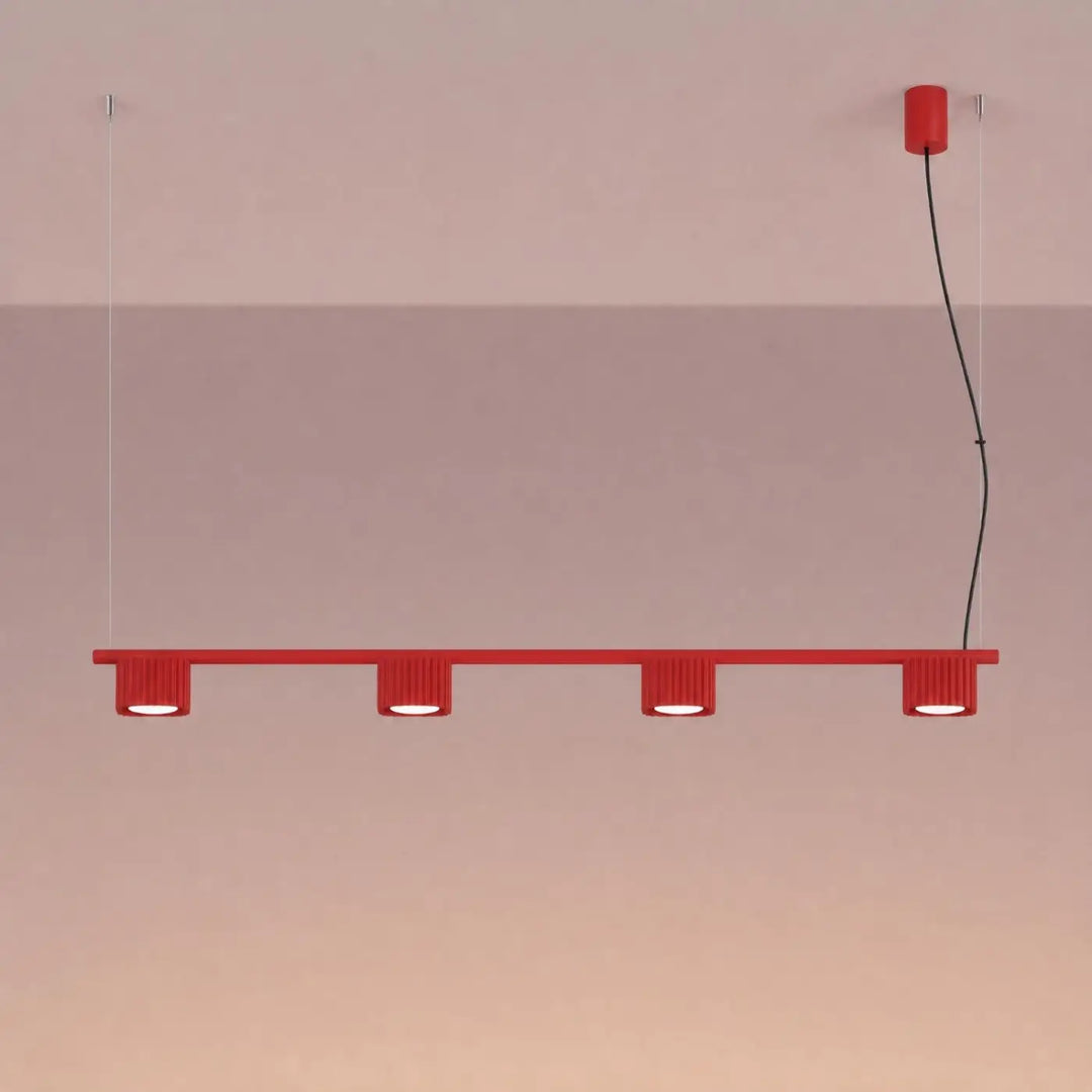 Suspension Riff rouge en aluminium, allumée
