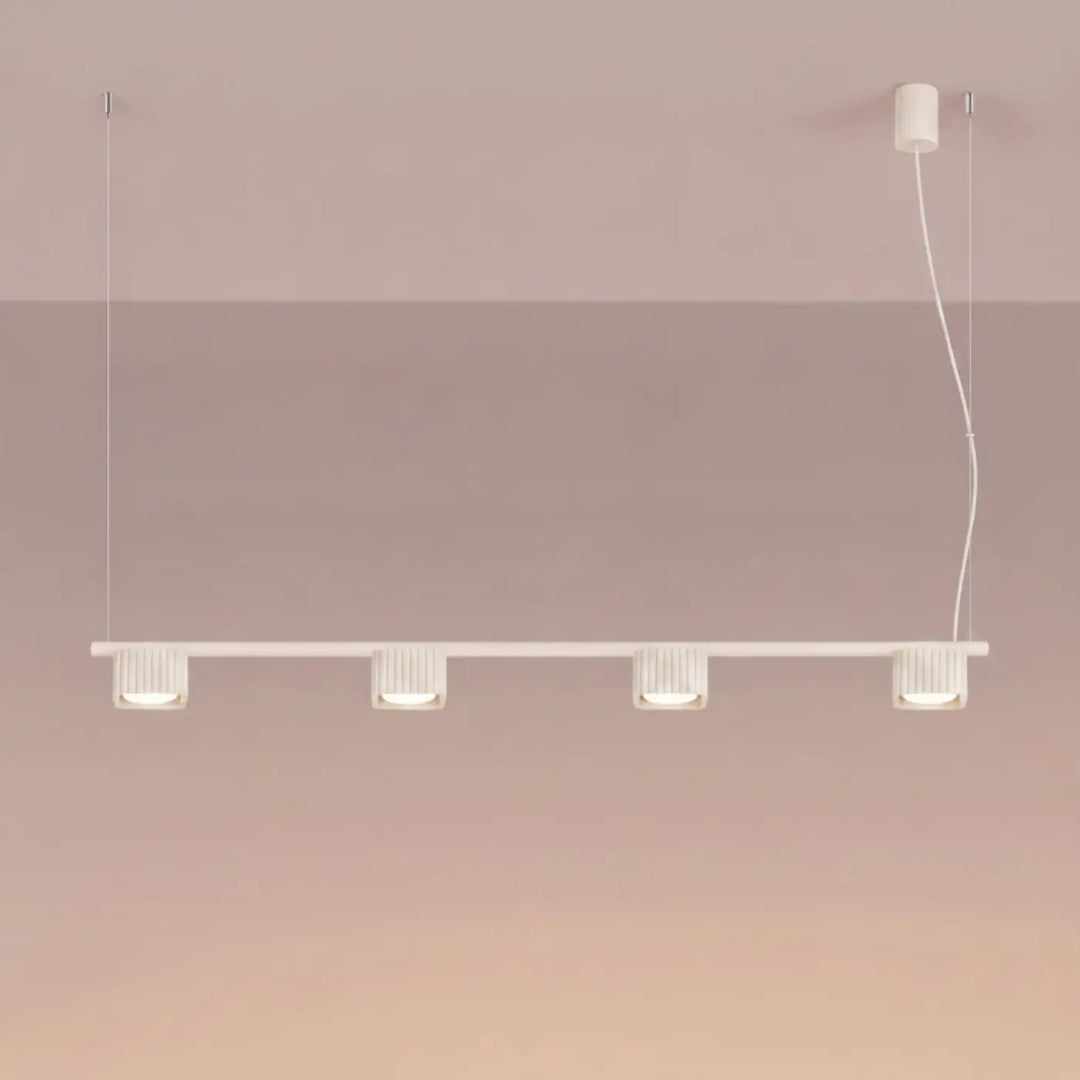 Suspension Riff beige en aluminium, allumée