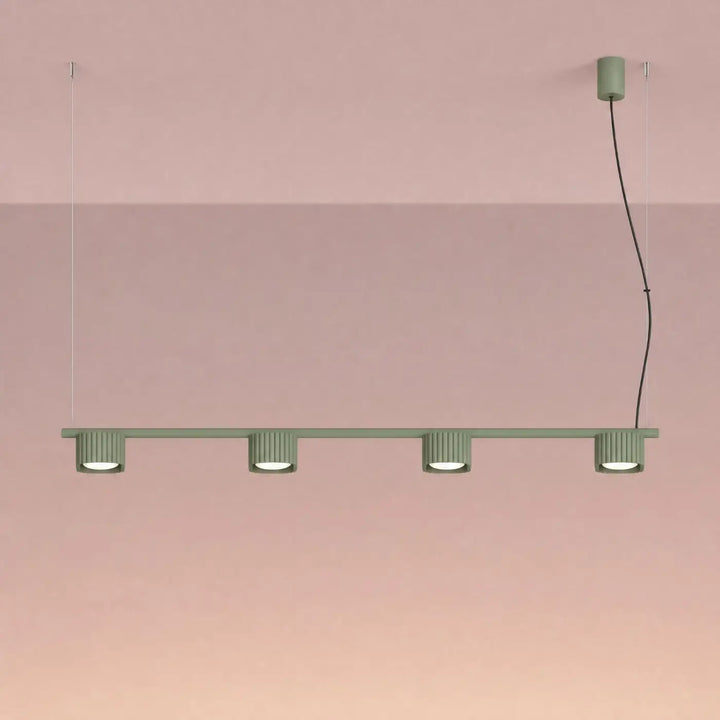 Suspension Riff vert olive en aluminium, allumée
