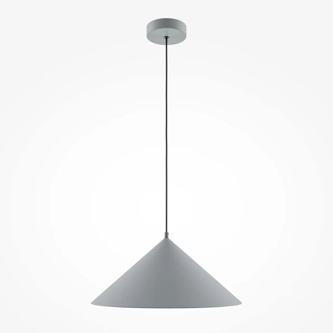 Suspension luminaire conique gris avec design minimaliste en métal mat vert militaire dans la collection basic colors