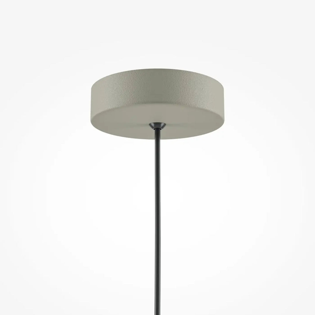Suspension luminaire basic colors coupole avec abat-jour cylindre en métal mat gris et tige noire élégante vert militaire