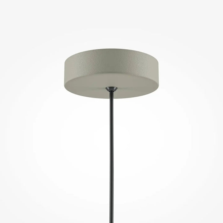 Suspension luminaire basic colors coupole avec abat-jour cylindre en métal mat gris et tige noire élégante vert militaire