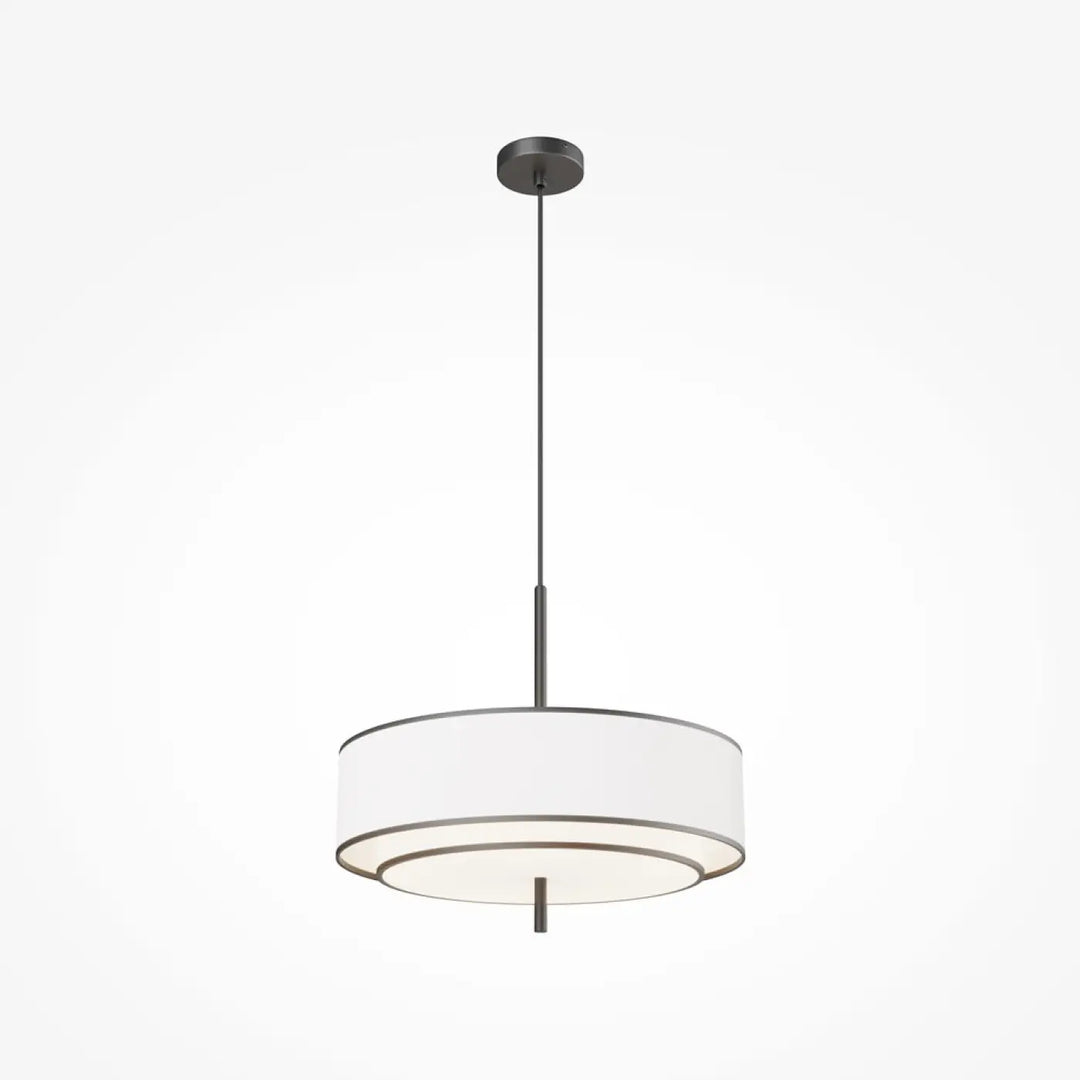 Suspension luminaire bergamo moderne en métal noir mat avec tissu blanc concentrique pour salle à manger lumière douce